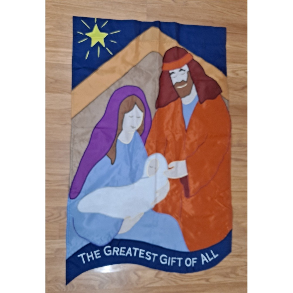 The Greatest Gift of All Yard Porch Flag Banner 41" x 28" Christmas Nativity